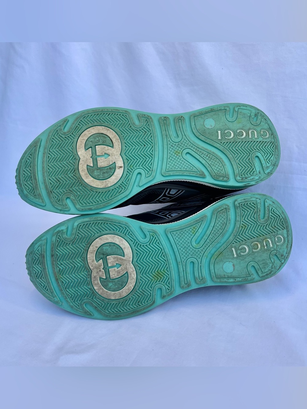Gucci Women’s Ultra Pace R Sneakers Slip On Black Silver Blue Size 38 - Picture 13 of 15